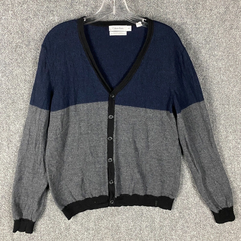 Calvin Klein Merino Wool Cardigan‎ Men's Large Sweater Extra Fine Merino Wool L